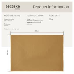 tectake Rug Raya 160 X 230 Cm - Brown in Tan - Size: 160 cm x 230 cm - thumbnail 6