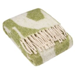 HOEM Meta Abstract Faux Mohair Knit Throw in Olive - Size: 130 cm x 180 cm
