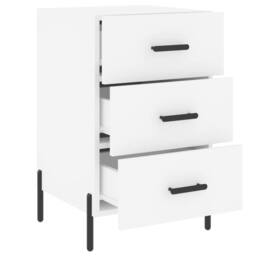 Berkfield Home Modern Bedside Cabinet White 40x40x66 cm Engineered Wood - Size: 40 x 40 x 66 cm - thumbnail 7