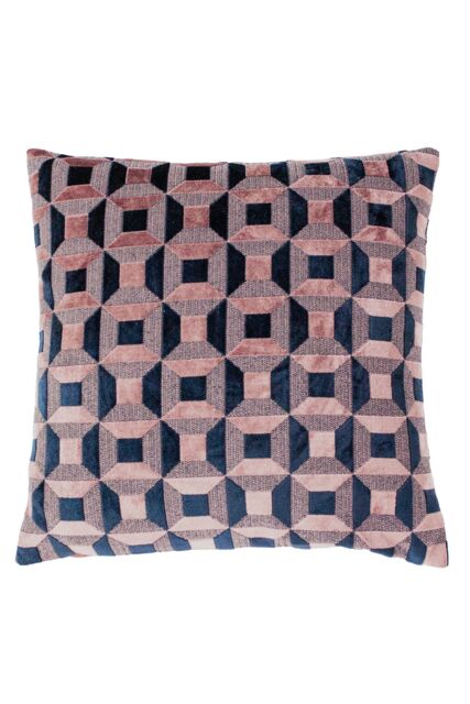 Paoletti Empire Velvet Jacquard Geometric Cushion in Pink - Size: 45 cm x 45 cm - image 1