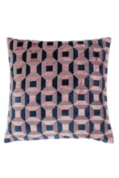 Paoletti Empire Velvet Jacquard Geometric Cushion in Pink - Size: 45 cm x 45 cm