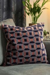 Paoletti Empire Velvet Jacquard Geometric Cushion in Pink - Size: 45 cm x 45 cm - thumbnail 4
