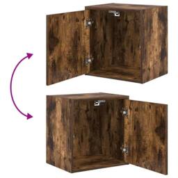 Berkfield Home Durable Garage Wall Cabinets 2 pcs Smoked Oak Engineered Wood in Brown - thumbnail 9