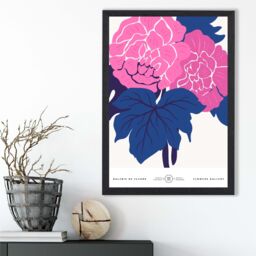 ARTZE Pink & Blue Allium Flower Market Gallery Framed Print SIZE: A2 with Black Frame in Mid Blue - Size: A4 - thumbnail 2
