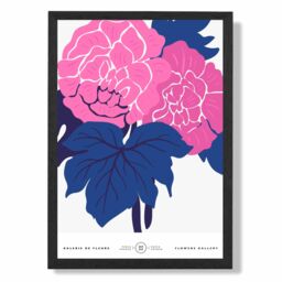 ARTZE Pink & Blue Allium Flower Market Gallery Framed Print SIZE: A2 with Black Frame in Mid Blue - Size: A4 - thumbnail 1