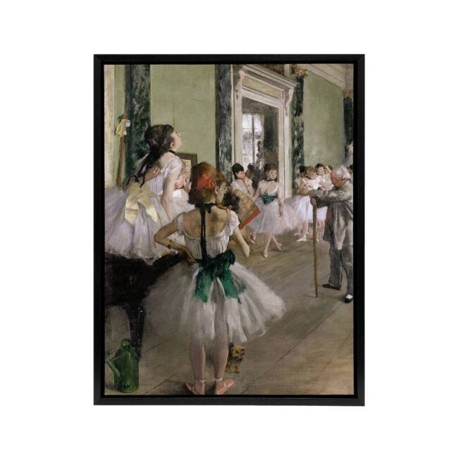"Artery8 The Ballet Class Dance Studio Degas Black Framed Canvas Wall Art - Size: W12"" x H16""" - image 1