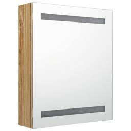 Berkfield Home LED Bathroom Mirror Cabinet Oak 50x14x60 cm in Brown - Size: 50 x 14 x 60 cm - thumbnail 3