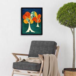 "Artery8 Wall Art Print Minimalistic Henri Matisse Style Autumn Fall Trees Abstract Art Framed in Black - Size: W12"" x H16""" - thumbnail 2