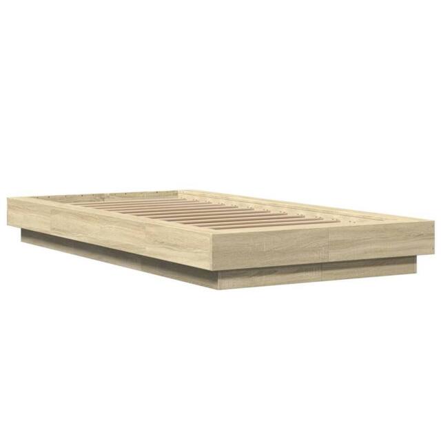 Berkfield Home Durable Bed Frame with LED Lights without Mattress Sonoma Oak 90x200cm in Light Brown - Size: 90x200 cm - image 1