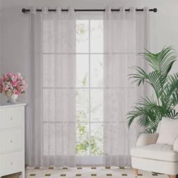 Luxury Living Voile Ring Top Curtain Panel Pair in Silver - Size: 145 cm width x 229 cm drop