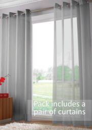 Luxury Living Voile Ring Top Curtain Panel Pair in Silver - Size: 145 cm width x 229 cm drop - thumbnail 2