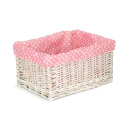 Red Hamper Wicker Pink Spotty Lined Storage Basket - Size: XL - thumbnail 3