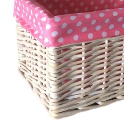 Red Hamper Wicker Pink Spotty Lined Storage Basket - Size: XL - thumbnail 2