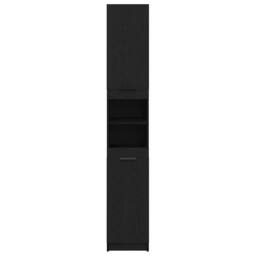 Berkfield Home Black Oak Bathroom Cabinet - 32x34x188.5 cm, Made from Engineered Wood - Size: 32x34x188.5 cm - thumbnail 6