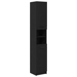 Berkfield Home Black Oak Bathroom Cabinet - 32x34x188.5 cm, Made from Engineered Wood - Size: 32x34x188.5 cm - thumbnail 1