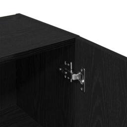 Berkfield Home Black Oak Bathroom Cabinet - 32x34x188.5 cm, Made from Engineered Wood - Size: 32x34x188.5 cm - thumbnail 9