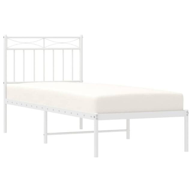 Berkfield Home Metal Bed Frame with Headboard White 80x200 cm - image 1