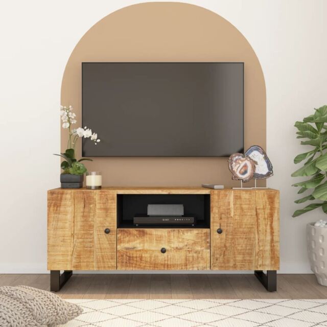 Berkfield Home TV Cabinet 105x33.5x46 cm Solid Wood Mango&Engineered Wood in Brown - image 1