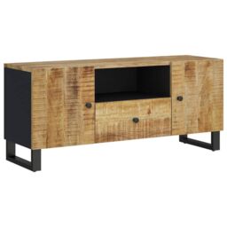 Berkfield Home TV Cabinet 105x33.5x46 cm Solid Wood Mango&Engineered Wood in Brown - thumbnail 2