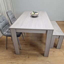 KOSY KOALA Modern Rectangle Dining Table Set With 2 Grey Velvet Chairs & 1 Bench Dining Room Furniture in Brown - thumbnail 7
