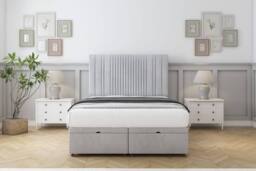 "Comfort Beds The Foxy Naples Ottoman Bed Set With 26"" Strutted Headboard in Silver - Size: Super King" - thumbnail 1