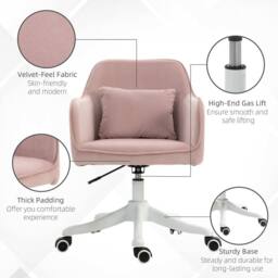 STILVORA Pink Velvet Office Chair with USB Massage Pillow - thumbnail 7