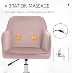 STILVORA Pink Velvet Office Chair with USB Massage Pillow - thumbnail 4