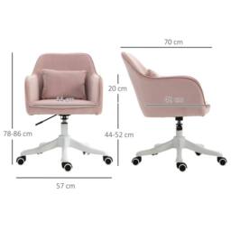 STILVORA Pink Velvet Office Chair with USB Massage Pillow - thumbnail 2