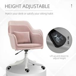 STILVORA Pink Velvet Office Chair with USB Massage Pillow - thumbnail 6