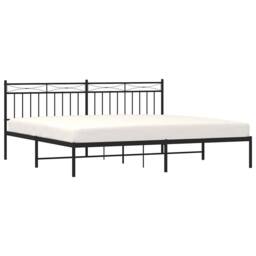 Berkfield Home Metal Bed Frame with Headboard Black 193x203 cm - thumbnail 4