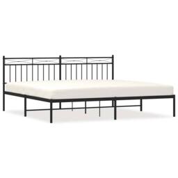 Berkfield Home Metal Bed Frame with Headboard Black 193x203 cm - thumbnail 3