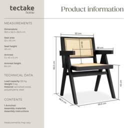 tectake Dining Chair Lizzy Per Piece - Black - Size: 1 Pack - thumbnail 6