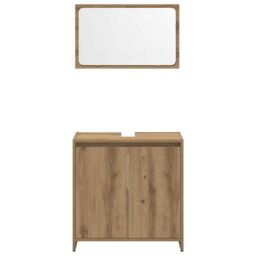 Berkfield Home 3 Piece Bathroom Furniture Set Artisan Oak Engineered Wood in Brown - thumbnail 6
