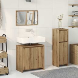 Berkfield Home 3 Piece Bathroom Furniture Set Artisan Oak Engineered Wood in Brown - thumbnail 3