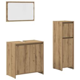 Berkfield Home 3 Piece Bathroom Furniture Set Artisan Oak Engineered Wood in Brown - thumbnail 2