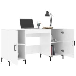 Berkfield Home Desk High Gloss White 140x50x75 cm Engineered Wood - Size: 140 x 50 x 75 cm - thumbnail 4