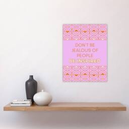 "Artery8 Don't Be Jealous Be Inspired Pink Art Deco Design Wall Art Print - Size: W12"" x H16""" - thumbnail 4