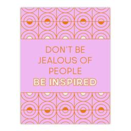 "Artery8 Don't Be Jealous Be Inspired Pink Art Deco Design Wall Art Print - Size: W12"" x H16""" - thumbnail 1