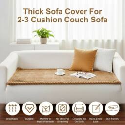 EONLION Khaki Thick Sofa Covers Washable Fit - Size: 120 cm x 90 cm - thumbnail 3