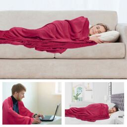 Alivio Faux Fur Plum Throw Luxury Super Soft Plain Bed Sofa Settee Throw Blanket - Size: 150 cm x 200 cm - thumbnail 2