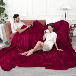 Alivio Faux Fur Plum Throw Luxury Super Soft Plain Bed Sofa Settee Throw Blanket - Size: 150 cm x 200 cm - thumbnail 4