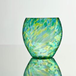 Sienna Glass Self Watering Plant Pot Green & Blue - thumbnail 3