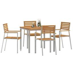 Berkfield Home Modern 5 Piece Garden Dining Set Solid Wood Acacia in Brown - thumbnail 1