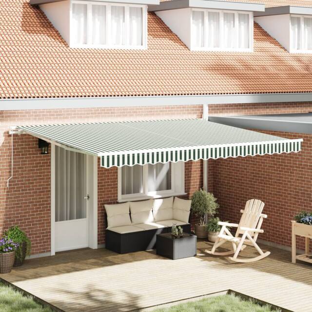 Berkfield Home Awning Replacement Fabric for 4.5x3 m Frame Green & White - image 1