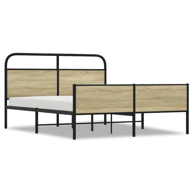 Berkfield Home Metal Bed Frame without Mattress Sonoma Oak 150x200 cm King Size in Brown - image 1
