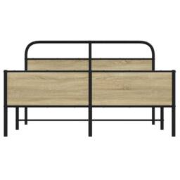 Berkfield Home Metal Bed Frame without Mattress Sonoma Oak 150x200 cm King Size in Brown - thumbnail 5