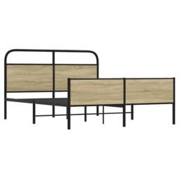 Berkfield Home Metal Bed Frame without Mattress Sonoma Oak 150x200 cm King Size in Brown - thumbnail 3