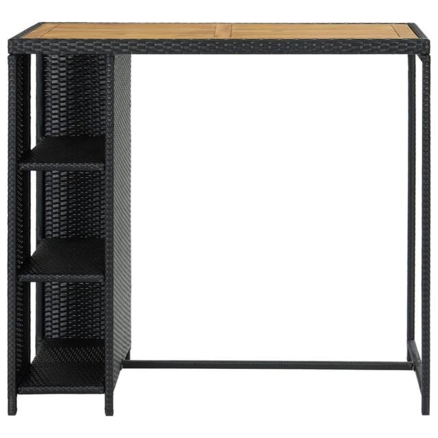 Berkfield Home Bar Table with Storage Rack Black 120x60x110 cm Poly Rattan - Size: 120 x 60 x 110 cm - image 1