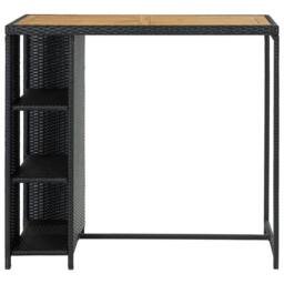 Berkfield Home Bar Table with Storage Rack Black 120x60x110 cm Poly Rattan - Size: 120 x 60 x 110 cm