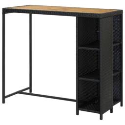 Berkfield Home Bar Table with Storage Rack Black 120x60x110 cm Poly Rattan - Size: 120 x 60 x 110 cm - thumbnail 4